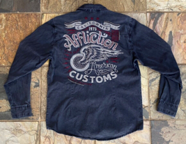 Affliction Button Up Shirt-California American Customs-Black Premium-L-C... - $37.50