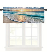 Beach Shore Ocean Waves Sunrise Rod Pocket Window Valance, Modern, 54&quot; x... - $20.15 CAD