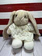 Vintage Wang’s Jointed Rabbit Plush Tan Stuffed Animal 12&quot; Toy Bunny Socks Dress - £16.71 GBP