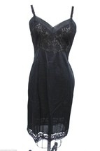 VTG Youth Form Black Nylon Full Slip 1950S 34 S M Lace Bra Rockabilly  - $52.57