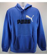 D) Puma Blue Men Pullover Long Sleeve Big Logo Hoodie Kangaroo Pocket Large - $19.79