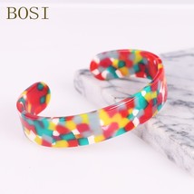 ZA Leopard Print Resin Bracelets Colorful Bangle For Women Bohemian Resin Cuff B - £8.35 GBP