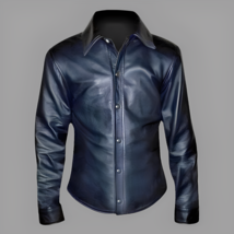 GENUINE LEATHER LEDER MILITARY POLICE UNIFORM STYLE SHIRT BLUF FULL SLEE... - £80.68 GBP