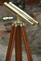 Nautical Brass Marine working Binocular Wooden Tripod Stand Griffith Telescope - £293.42 GBP