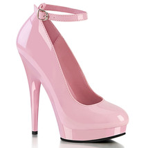 SULTRY-686 Sexy 6&quot; Heel Baby Pink Patent Platform Ankle Strap Pump Womens Shoes - £52.71 GBP