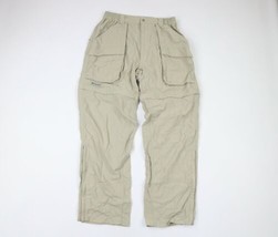 Vintage Columbia Mens Medium Spell Out Convertible Cargo Shorts Pants Beige Tan - £43.83 GBP