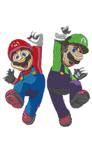 Mario and Luigi machine embroidery pattern - £3.91 GBP