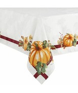 Pumpkin Border 60x102 &amp; 60x120-Inch Oblong Tablecloth Multi-Color - £19.28 GBP+