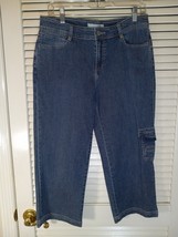 Chico&#39;s Size 0.5 Platinum Jeans Marsha Crop Side Cargo Pocket Back Flap Pockets - £11.77 GBP