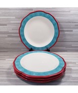 4-The Pioneer Woman Happiness Scalloped 10.5&quot; Dinner Plates Red Teal Blue - £29.84 GBP