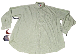 Tommy Hilfiger Shirt Men XL Green white Plaid Long Sleeve Button up fron... - $10.65