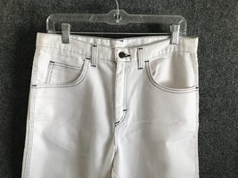 Sheplers Jeans Vintage Men&#39;s Size 34 White Denim Black Stitching 5 Pocke... - $16.56