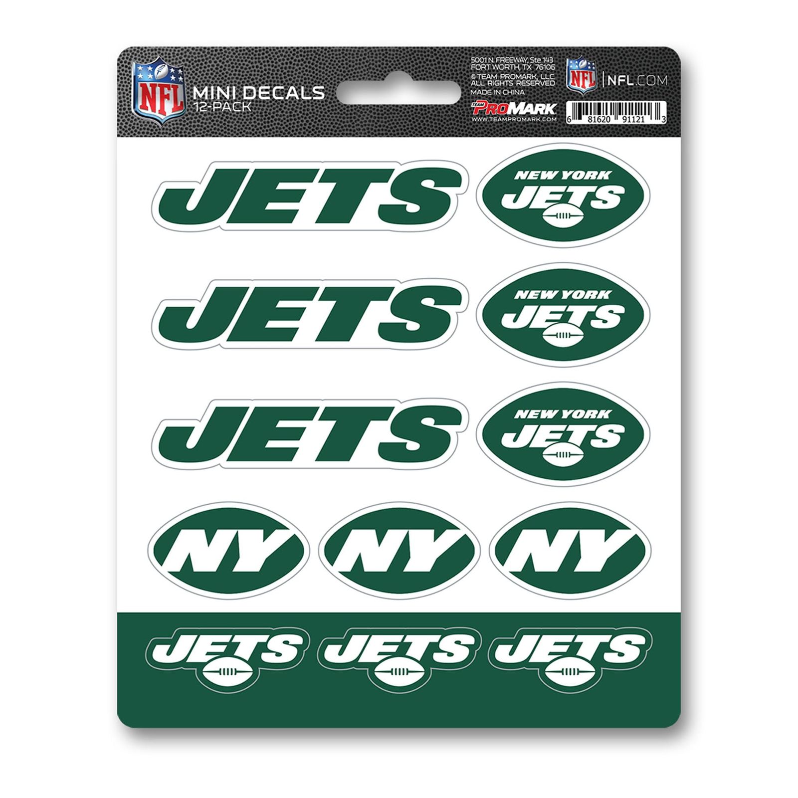 FANMATS 61130 NFL - New York Jets 12 Count Mini Decal Sticker Pack 5 x 6.25 in.