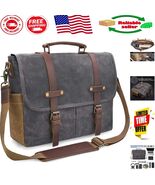 Stylish Grey Messenger Bag - 15.6 Inch Waterproof Leather &amp; Canvas Brief... - $1,843.31 MXN