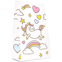 Rainbow Unicorn Party Favor Bags For Kids Birthday Party (5 X 8.5 X 3 In... - £17.42 GBP