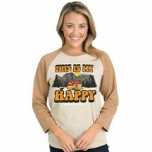 Simply Southern Raglan Sleeve Style Camper, This Is My Happy NWT Tee - £11.99 GBP