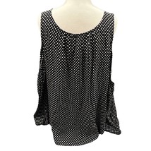 Grace Elements Women Blouse 1X Black Polka Dot White Off Shoulder Sleeve... - $35.70