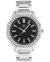 I. N.c. Uomo Color Argento Nero Cristalli Ottagonale Link Bracciale 45mm Watch - £30.66 GBP