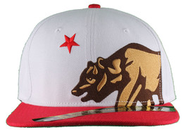 Dissizit! Lateral Oso Blanco Rojo Borde Visera Gorra California Estrella Bandera - $18.70