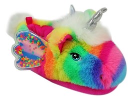 RAINBOW UNICORN Girls Plush Slippers w/Wings &amp; Horn NWT Toddler&#39;s Sz. 5-6 or 7-8 - £5.56 GBP+
