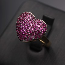 Gorgeous multicolor Heart Shape Ring For Women full Paved Micro Cubic zircon Adj - £19.36 GBP