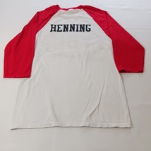 Gildan Heavy Cotton YBK HENNING Men's White & Red 3/4 Sleeve Raglan T-Shirt Sz S image 2