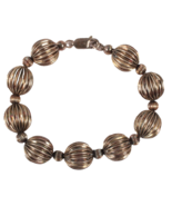 7 Inch Bracelet Ribbed Metal Bead High Quality Lobster Claw Close - €15,53 EUR