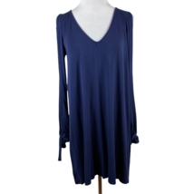 Lulus Dress M Navy Glory Of Love Shift Long Split Sleeve Tie Cuff Tunic V-Neck - £19.73 GBP