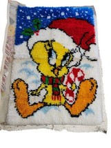 Completed Tweety Bird Christmas Latch Hook Rug or wall hanging  20” x 30” - £15.62 GBP