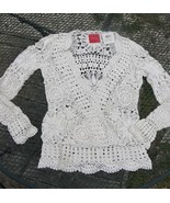 Vintage NOS crocheted ISDA Sweater Drapey V neck Pullover Sweater Top Ju... - $41.04 CAD