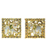 Set of Two Thai Elephant Gilded 24k Gold Leaf Mosaic Carved Wood Wall Art - £34.89 GBP