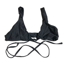 Romwe Bikini Top Tie Front Wrap V Neck Black S - $4.99