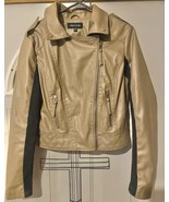New Look Jacket Womens Large Brown Polyurethane Zip Up Motorcycle Pocket... - $470.59 MXN