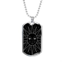 Celestial Sun Black Necklace Stainless Steel or 18k Gold Dog Tag 24&quot; Chain - £37.92 GBP+