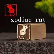 Solid Brass Zodiac Rat Seal Hand Polished Finished Stamp Metal Chop 2x2c... - $552.46 MXN