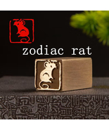 Solid Brass Zodiac Rat Seal Hand Polished Finished Stamp Metal Chop 2x2c... - $30.00
