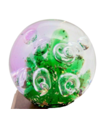 Large Crystal Paperweight Donut Bubbles Gold Dust Heavy 3.5 Inches Diameter - $48.71 CAD