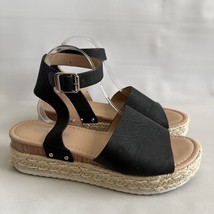 CUSHIONAIRE Women&#39;s Espadrille Platform Open Toe Miranda Black 9.5 M Ank... - $22.95