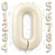 40 Inch Cream Number 0 Balloon Beige Large Birthday Foil Mylar Helium Number Bal - £8.78 GBP