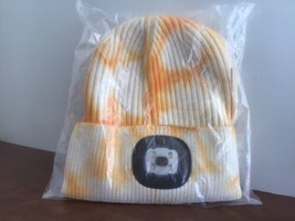 Head Lightz Rechargeable Led Beanie - Orange Tie Dye Cozy, New &amp; Free Shipping - £10.12 GBP