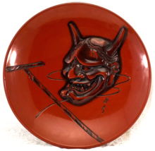 Japanese Lacquer Ware Presentation Plate / Charger With Devil or Demon S... - £49.95 GBP