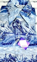 Retro OLEG CASSINI 70s MEN Shirt M L Covered Wagons Nylon FITTED DISCO B... - €69,57 EUR