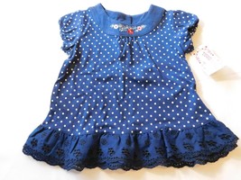 Toughskins Baby Girls Short Sleeve Shirt Top Blouse 24 Months Navy Blue NWT - £10.12 GBP