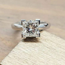 2Ct Princess Cut Moissanite Solitaire Engagement Ring 14K White Gold Plated 925 - £66.16 GBP