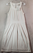 LOFT Sheath Dress Womens Size Small White Cotton Sleeveless Round Neck Pleated - £23.30 GBP