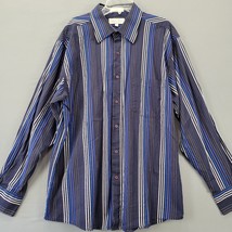 Eighty Eight Men Shirt Size L Black Preppy Stripe Classic Button Up Long Sleeves - £10.57 GBP