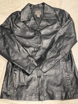 John Paul Richard Uniform Leather Sz Medium Solid Black Button Front Jacket - $280.52 MXN