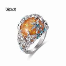 Charm DIAMOND Gemstone Bridal Accessories Jewelry 925 Silver Orange Fire Opal Ri - £7.46 GBP+