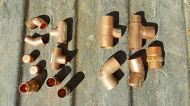 21QQ95 ASSORTED SWEAT FITTINGS, COPPER, 1/2&quot; &amp; 3/4&quot;, 14 PIECES, NEW OTHER - £13.17 GBP