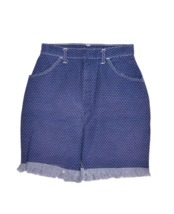 Vintage Polka Dot Shorts Womens 4 25 Denim Jean High Waist Fraying Mom 80s - £21.94 GBP